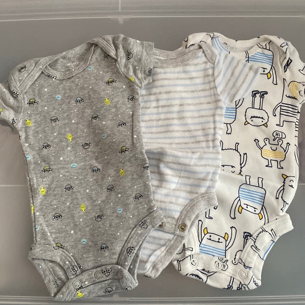 Bundle: 3 boys newborn short sleeve onsies